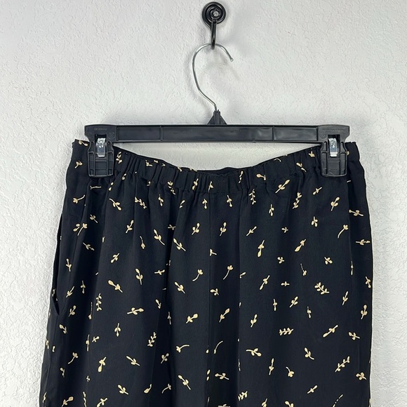 Vintage Carole Little Women’s Black Tan Floral Pants Wide Leg Sz 8 Pockets Boho - Picture 8 of 9